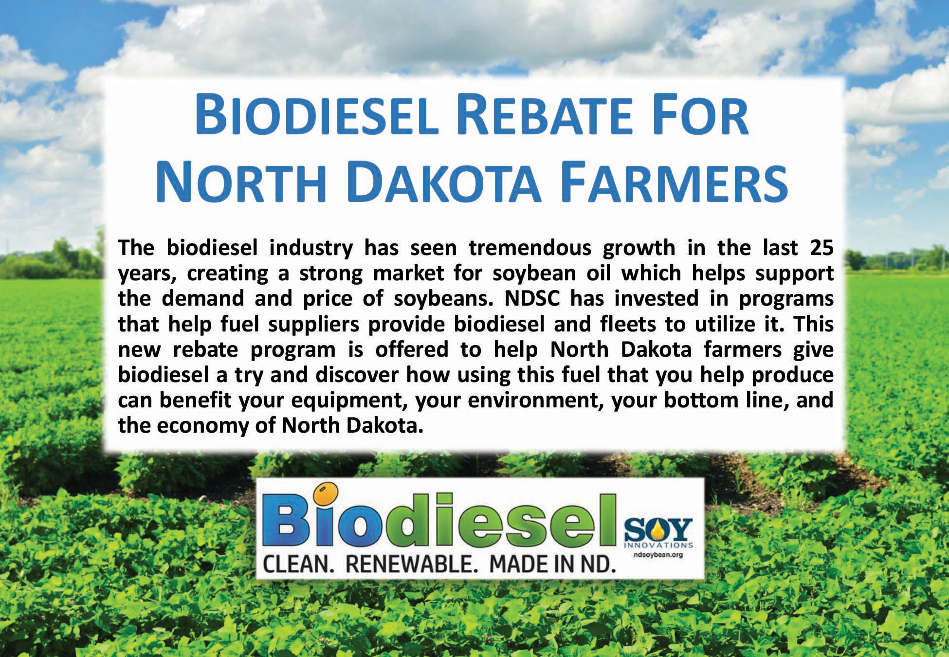 North Dakota Soybean Council Biodiesel Rebate For North Dakota Farmers