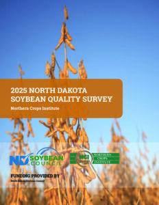 2025 North Dakota Soybean Quality Survey cover showing mature soybean pods in field with NDSC and Northern Crops Institute logos